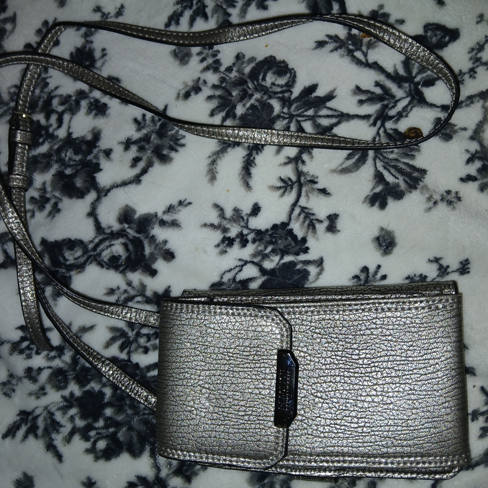 Kenneth Cole Reaction Silver Clutch with Metallic Finish